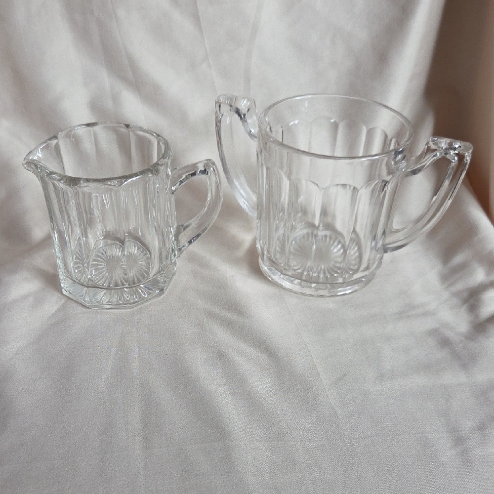 Elegant Clear Glass Creamer and Sugar Set